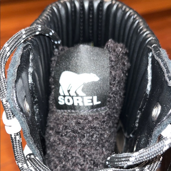 Sorel Black and White Lace-Up Boots - Picture 2 of 7